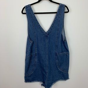 Hayden large trendy blue denim overall romper